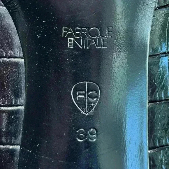 Rachel Comey Reign Sandal 39 Black Croc Leather Heeled Strappy Open Toe - Picture 9 of 10